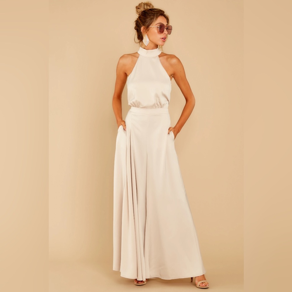 There’s No One Else Champagne High Neck Jumpsuit